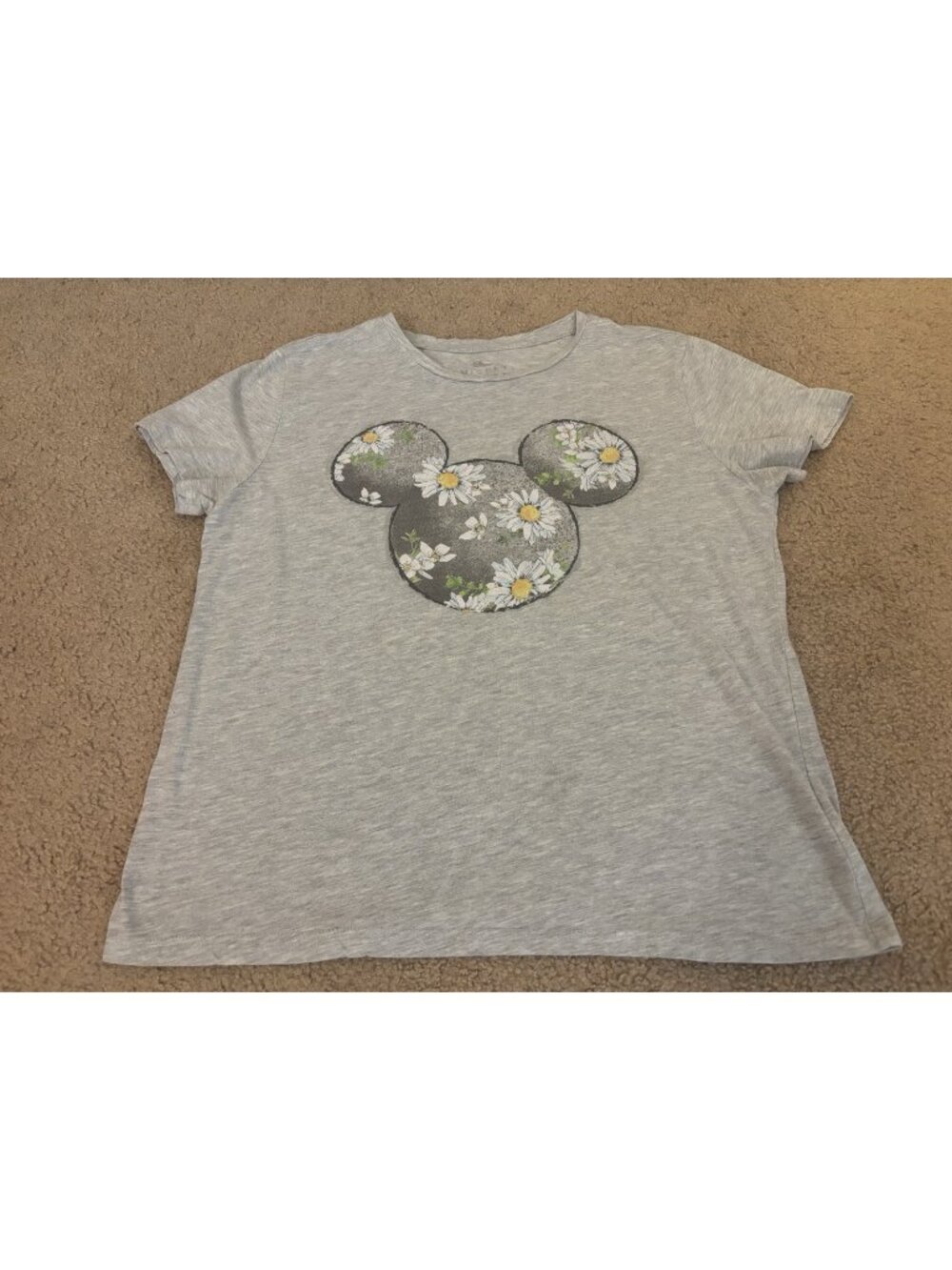 Disney's Mickey Mouse Women's Daisy Flower Gray Graphic Tee Size Large